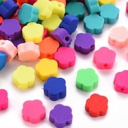 Polymerlerpärlor, Blommor, Färgmix, 50 st