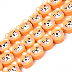 Polymerlerpärlor, Björn, Orange, 40st