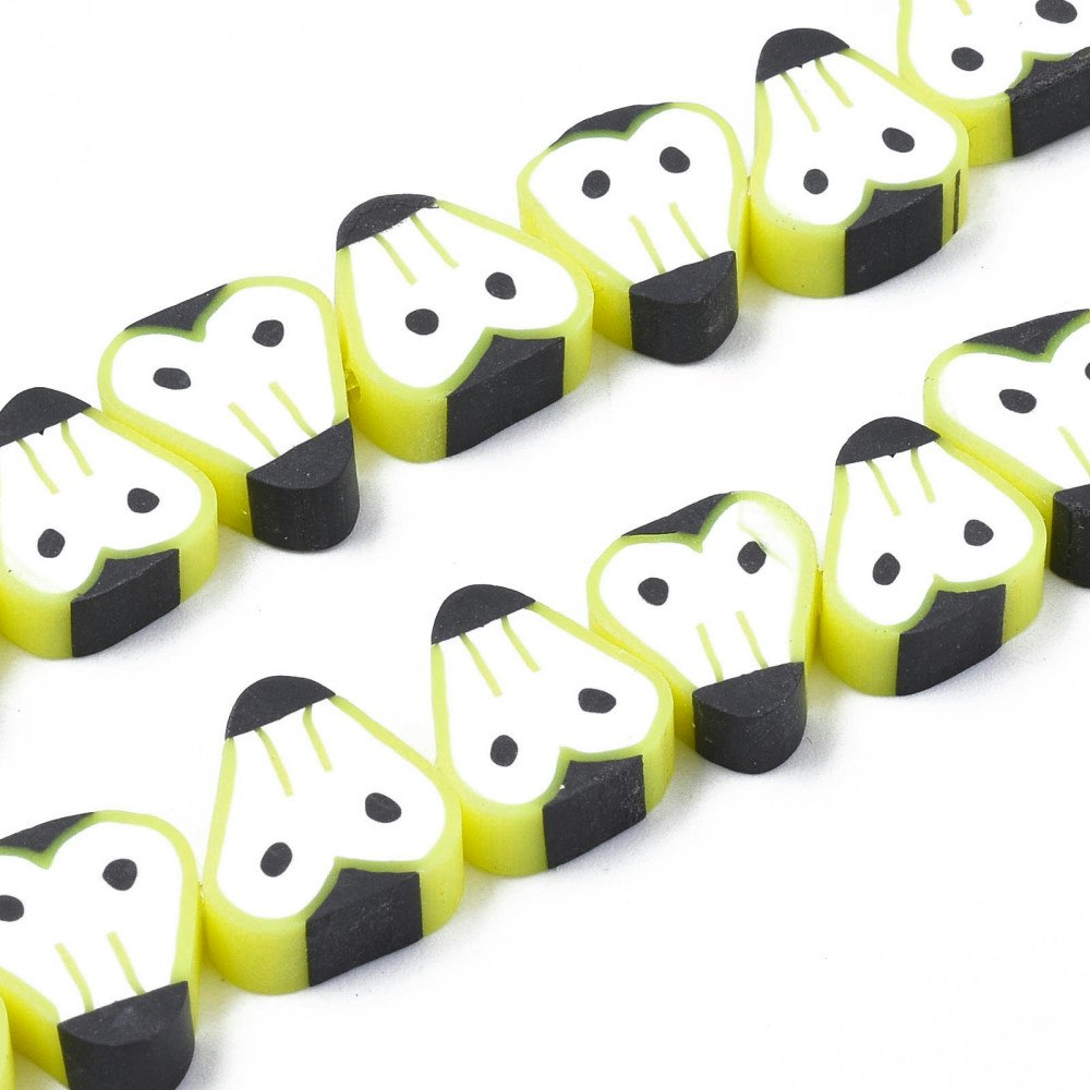 Polymerlerpärlor, Pear Slice, Green Yellow, 40st