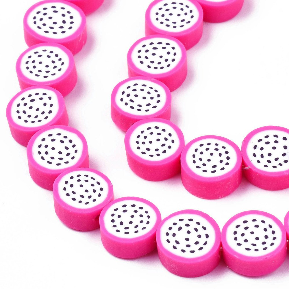 Polymerlerpärlor, Drakfrukt, Deep Pink, 38-40st