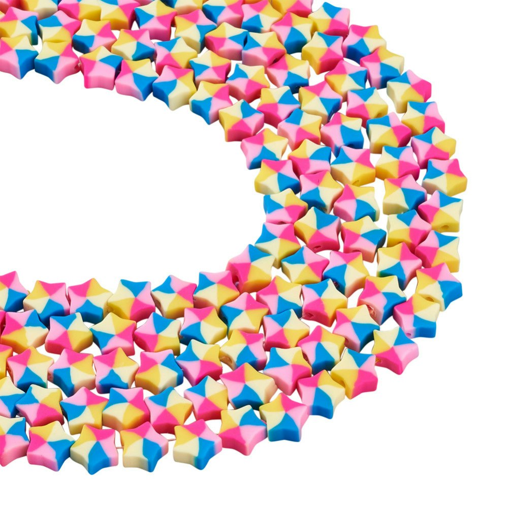 Polymerlerpärlor, Stjärna, Colorful, 40st