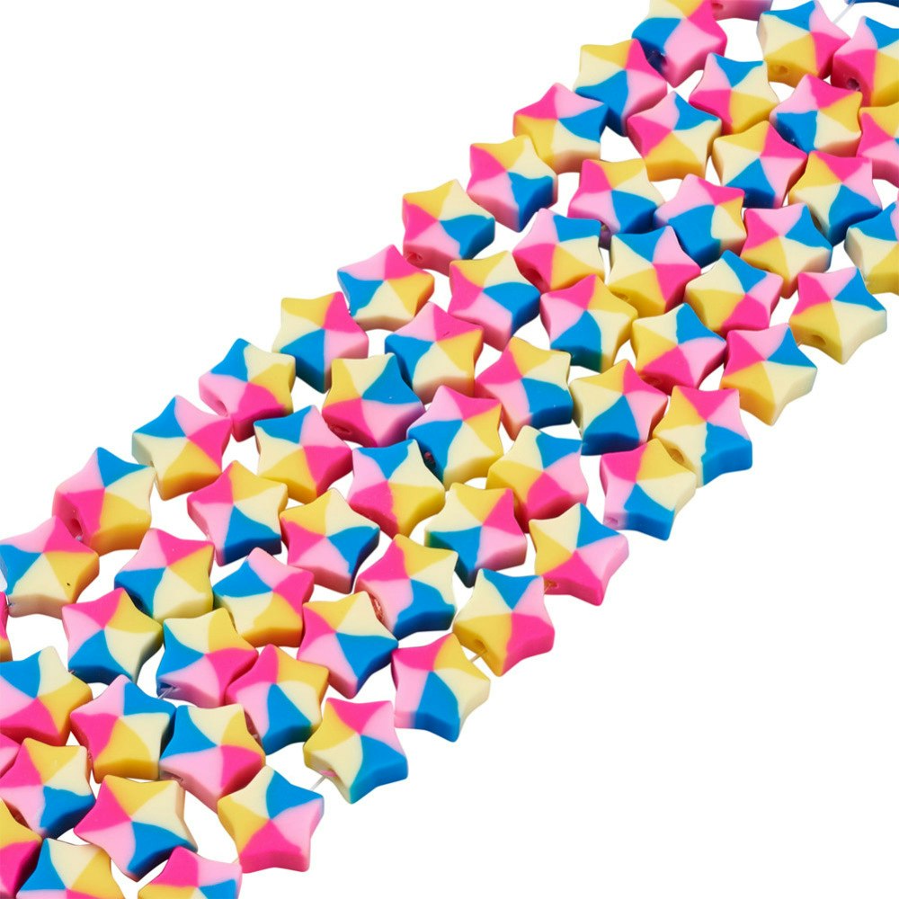 Polymerlerpärlor, Stjärna, Colorful, 40st