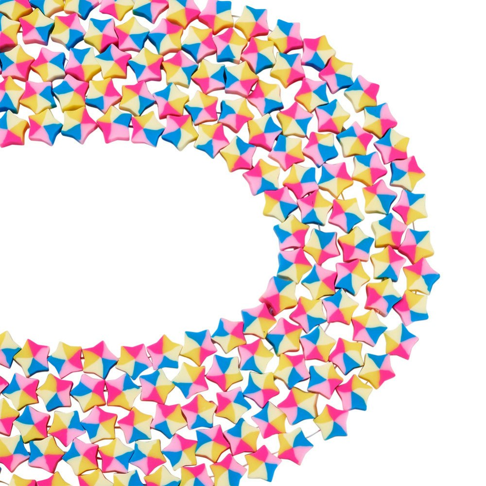 Polymerlerpärlor, Stjärna, Colorful, 40st