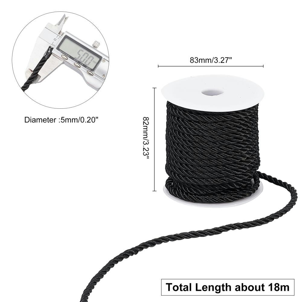Polyestertråd, Black, 5mm, 18m