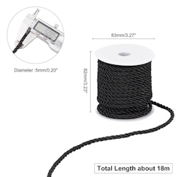 Polyestertråd, Black, 5mm, 18m