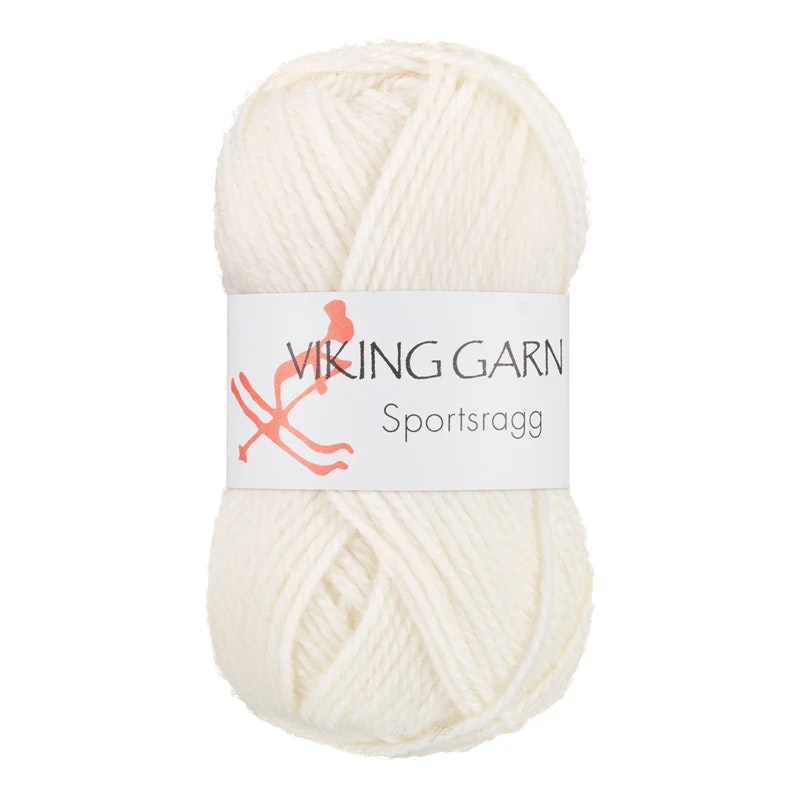 Garn Sportsragg, 50g, Vit, 500