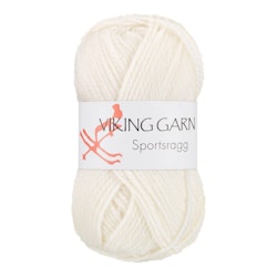 Garn Sportsragg, 50g, Vit, 500