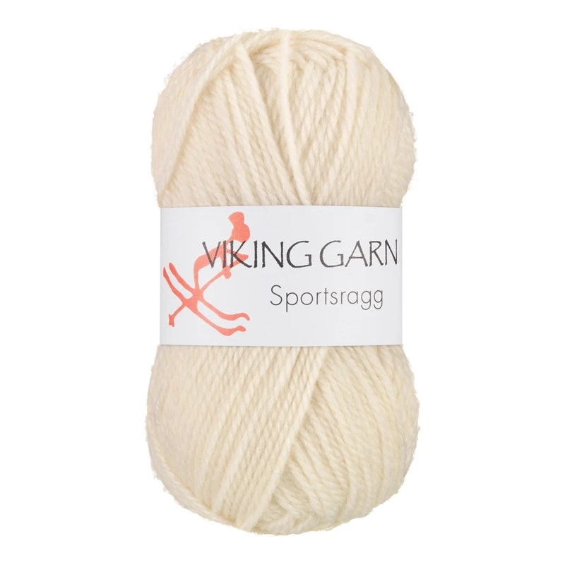 Garn Sportsragg, 50g, Natur Vit, 502