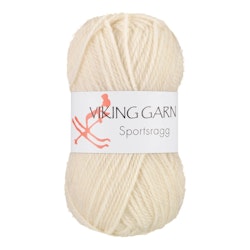 Garn Sportsragg, 50g, Natur Vit, 502