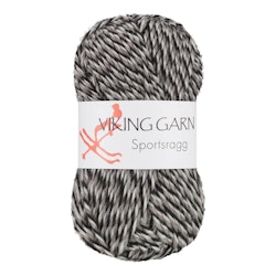 Garn Sportsragg, 50g, Grå/Svart/Vit, 580