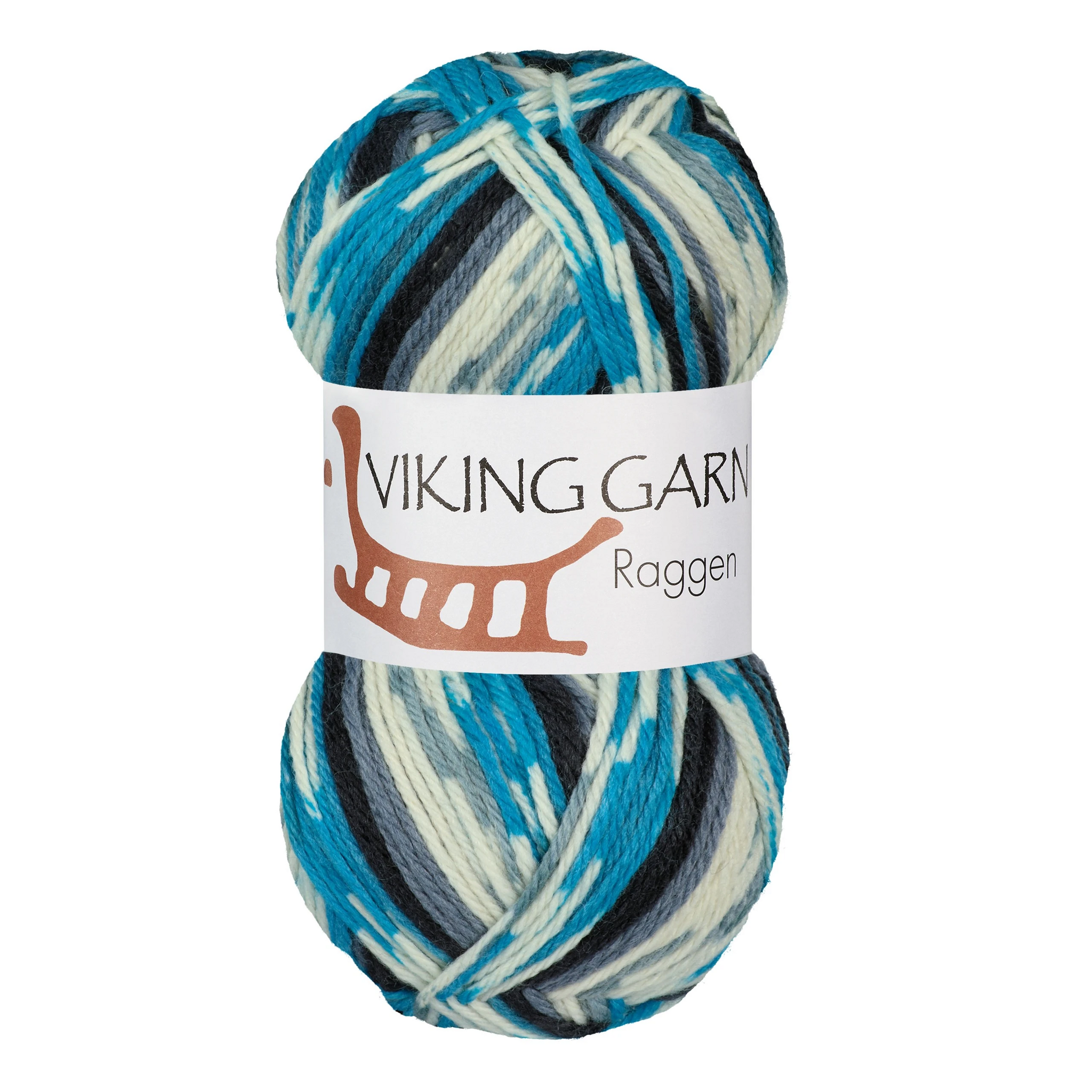 Garn Raggen, 150g, Multi Turkos/Vit, 723