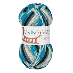 Garn Raggen, 150g, Multi Turkos/Vit, 723