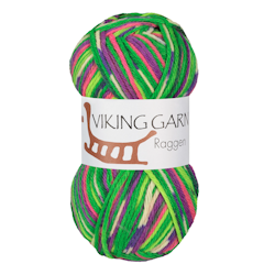 Garn Raggen, 150g, Multi Grön/Rosa, 739