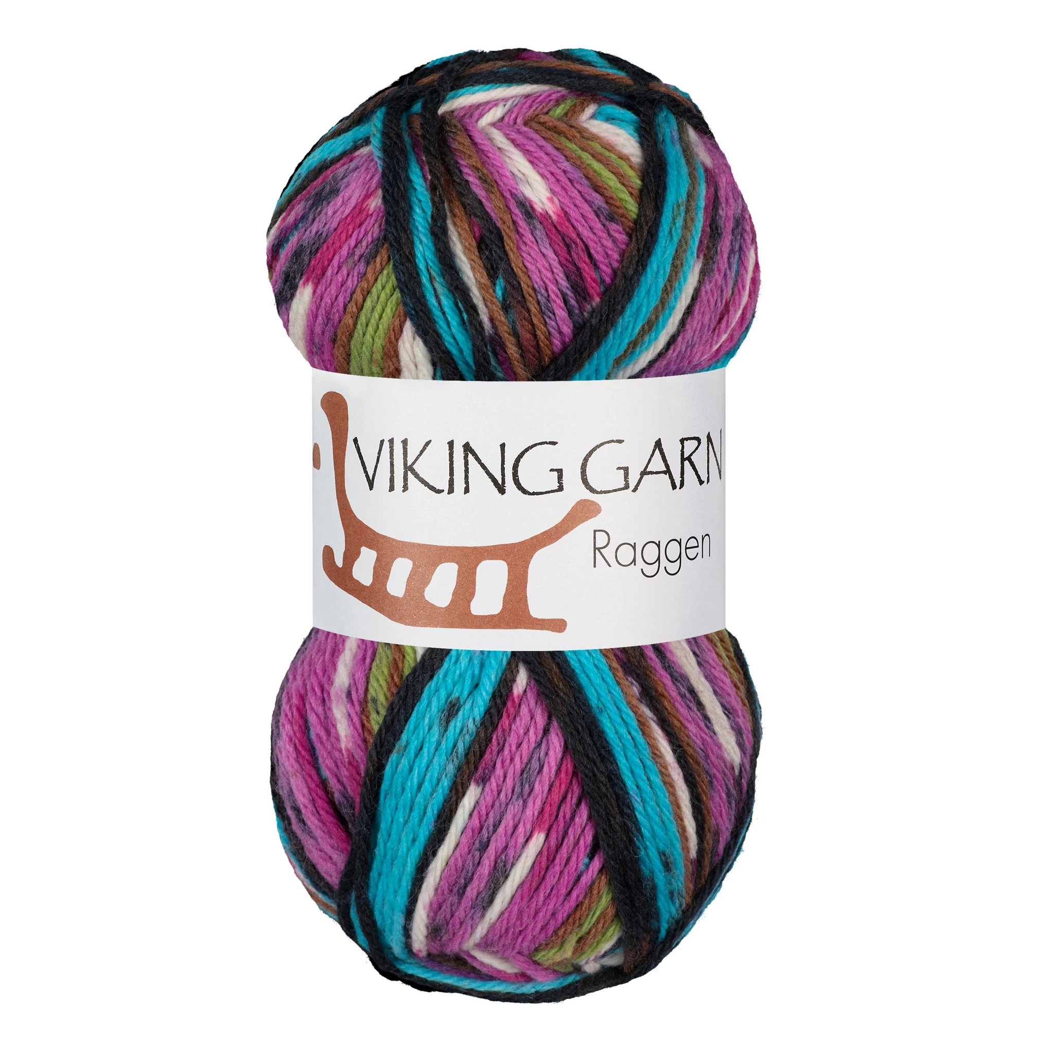 Garn Raggen, 150g, Multi Ljus Turkos/Rosa, 740