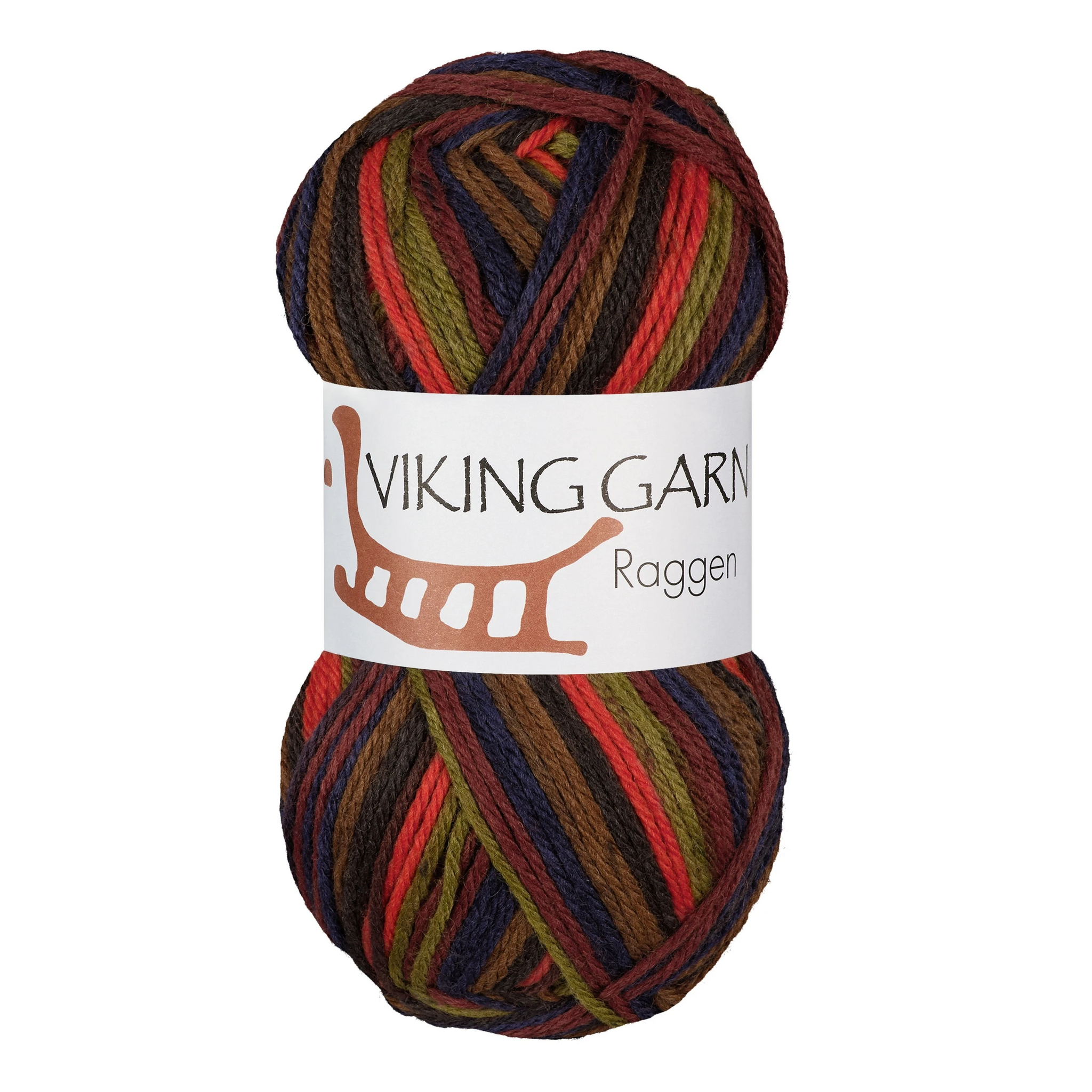 Garn Raggen, 150g, Multi Brun/Röd, 752