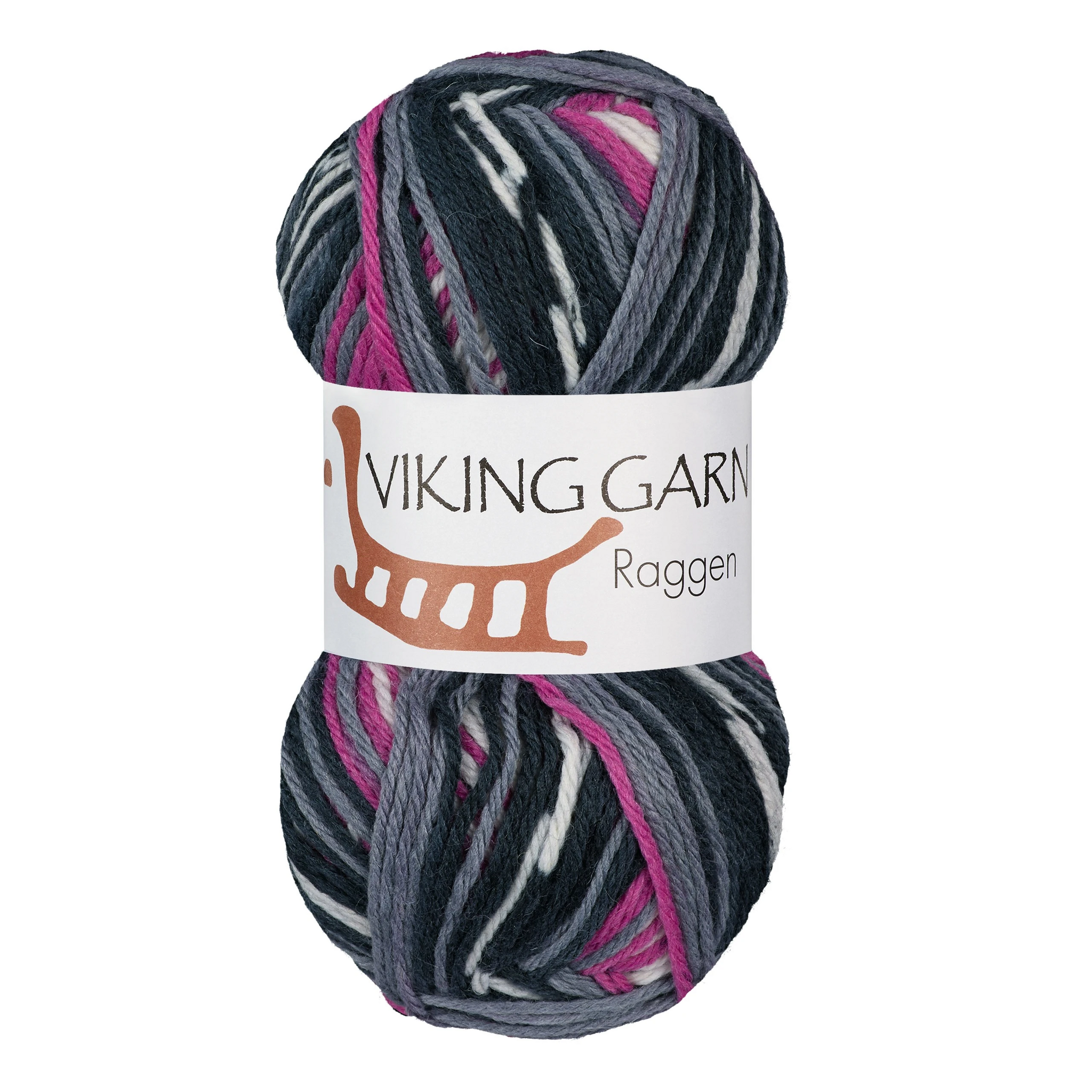 Garn Raggen, 150g, Multi Mörk Grå/Cerise, 770
