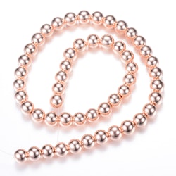 Syntetisk Hematit, Roseguldpläterad, 3mm