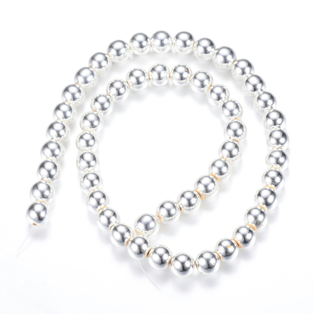 Syntetisk Hematit, Silverpläterad, 2mm