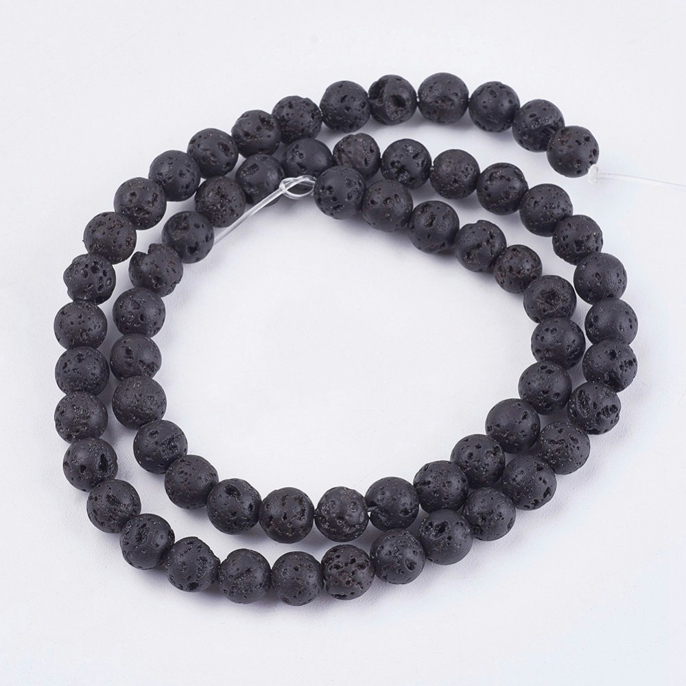 Natural Lava Rock Beads, 6,5mm, Ca 63 st