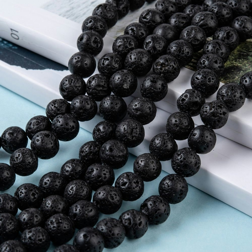 Natural Lava Rock Beads, 8mm, Ca 50 st