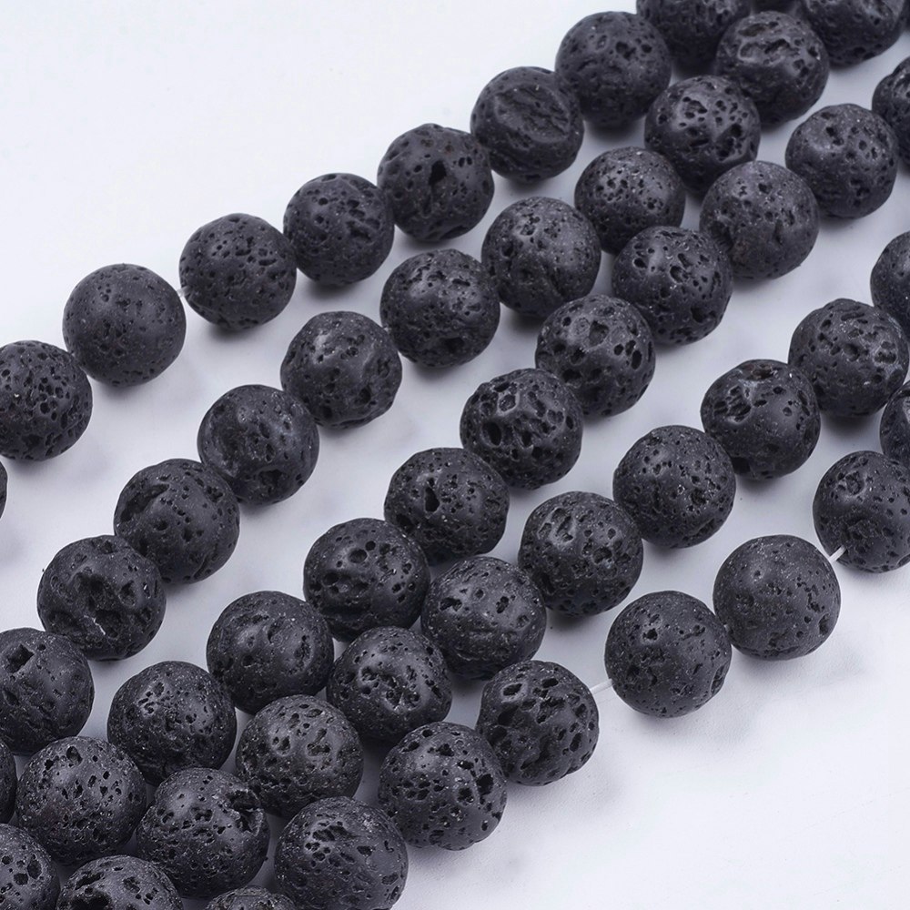 Natural Lava Rock Beads, 14mm, Ca 27st