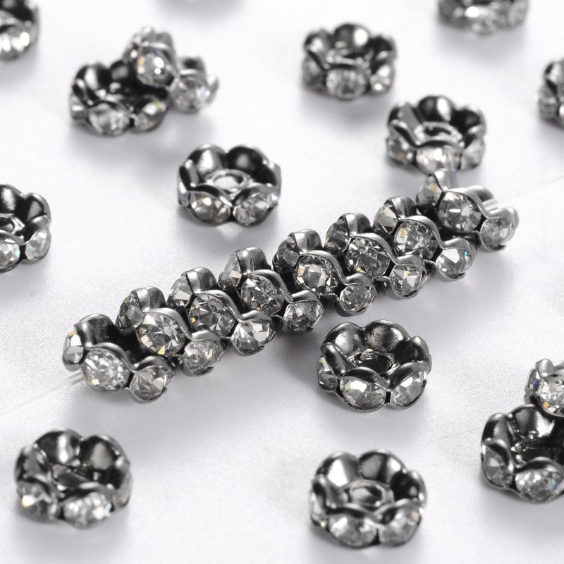 Mellandel, Strassrondell, 6x3mm, 20st, Gunmetal