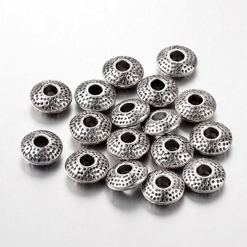 Mellandel, Platt Rund, 8x3mm, 50st, Antique Silver