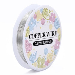 Koppartråd, 0,3mm, 25 meter, Silver