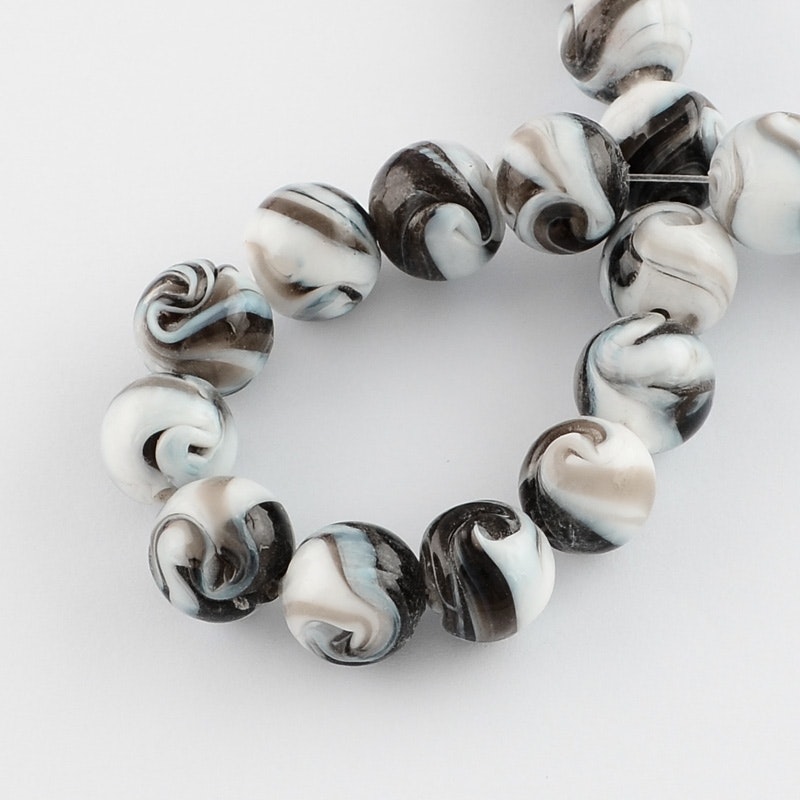 Lampwork, Glaspärlor, 14mm, Coconut Brown, 10st