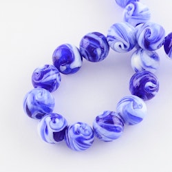 Lampwork, Glaspärlor, 14mm, Blue, 10st