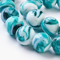 Lampwork, Glaspärlor, 14mm, Dark Cyan, 10st