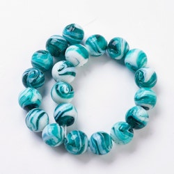 Lampwork, Glaspärlor, 14mm, Dark Cyan, 10st