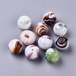Lampwork, Glaspärlor, 14mm, Mixade, 10st