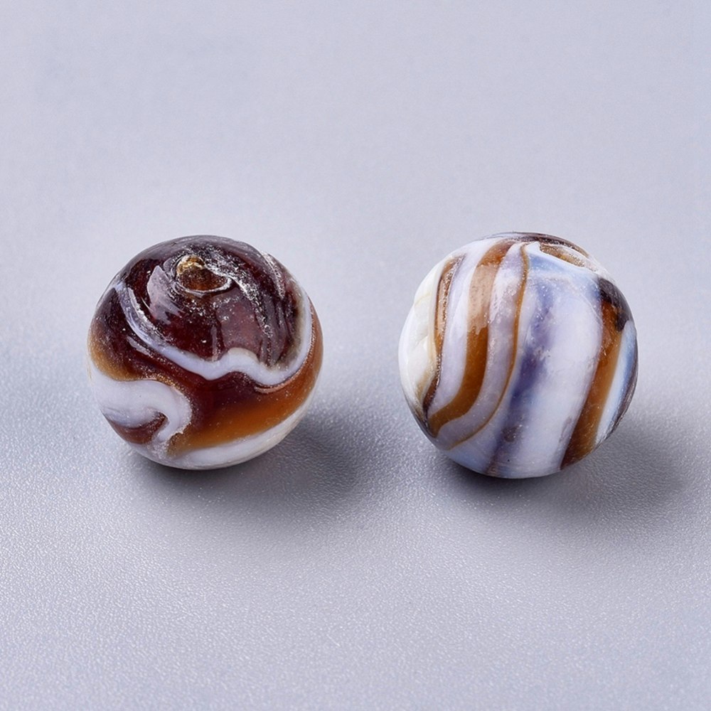 Lampwork, Glaspärlor, 14mm, Mixade, 10st