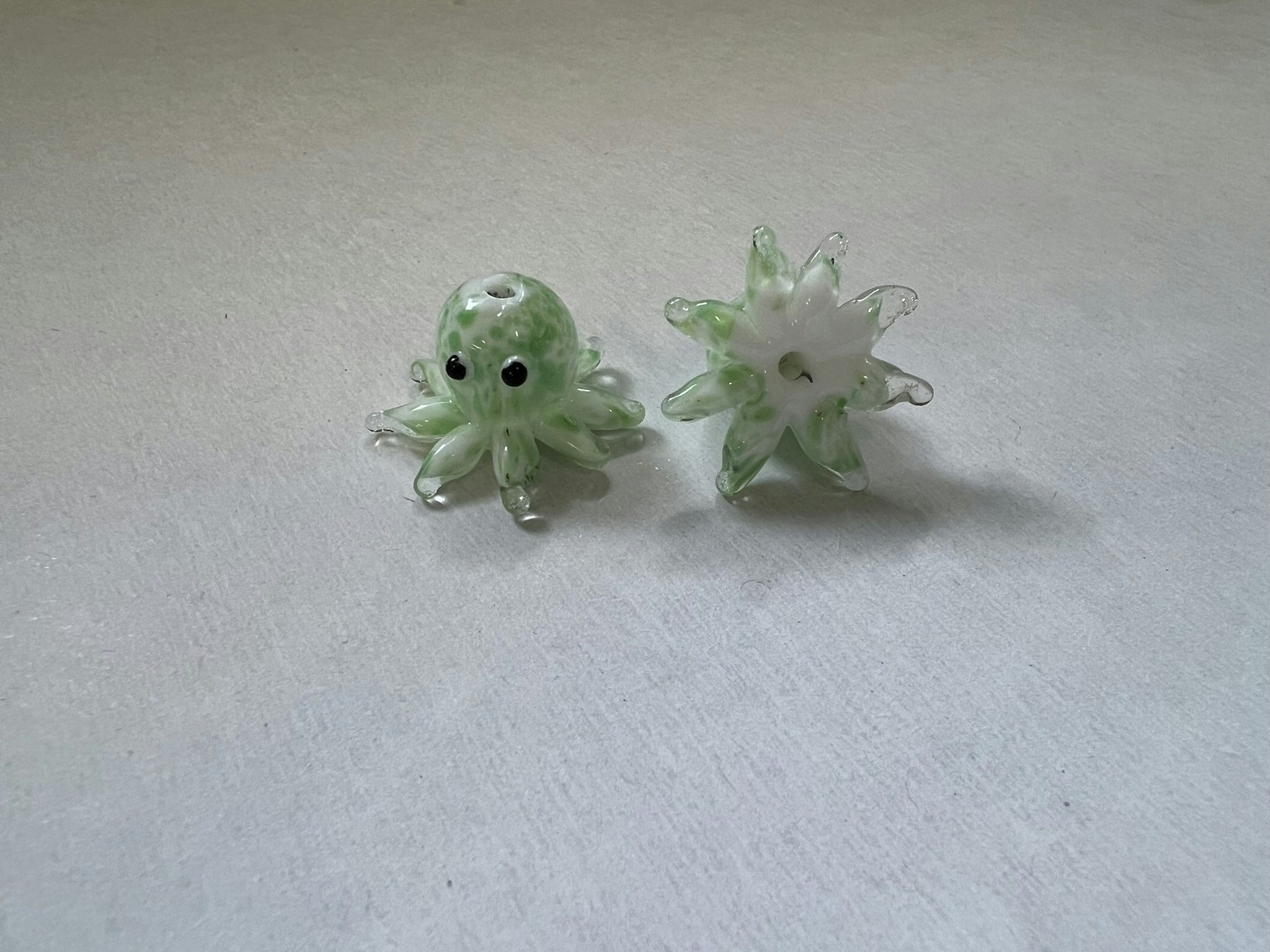 Lampwork, Glaspärlor, Bläckfisk, Light Green