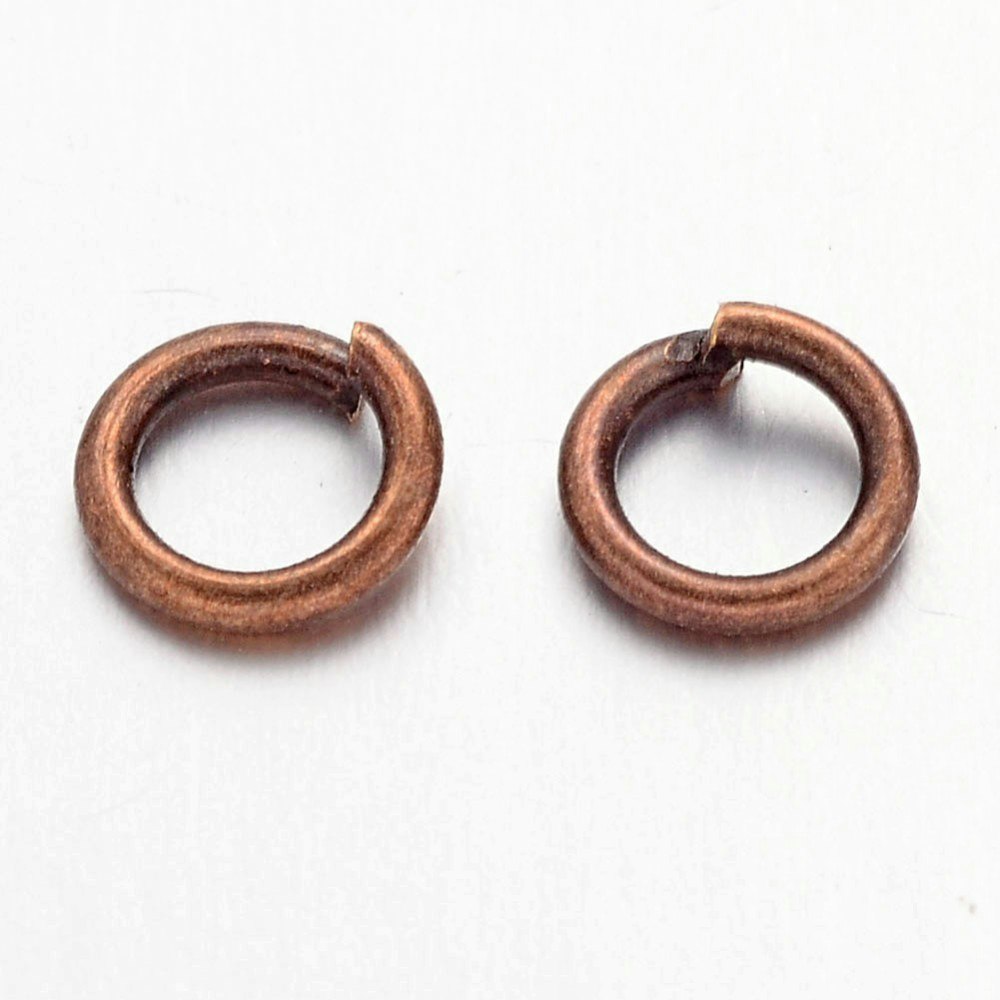 Bindringar, 6x1 mm, Red Copper, Mässing, 50 st