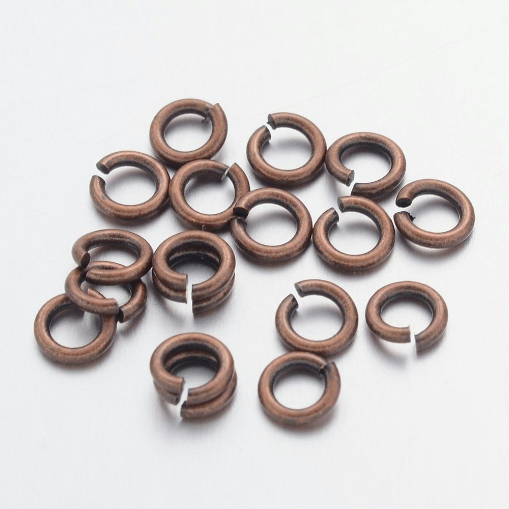 Bindringar, 5x1 mm, Red Copper, Mässing, 50 st