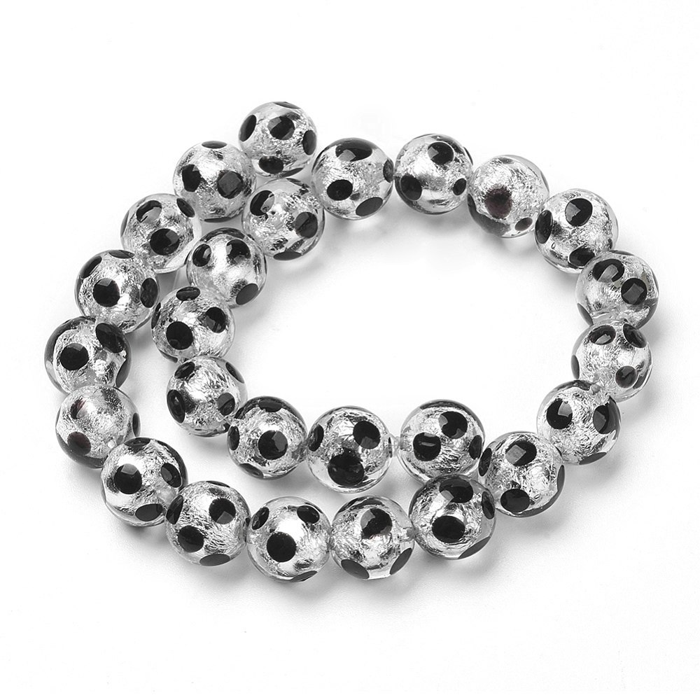 Lampwork, Glaspärlor, 12mm, 1st, Black