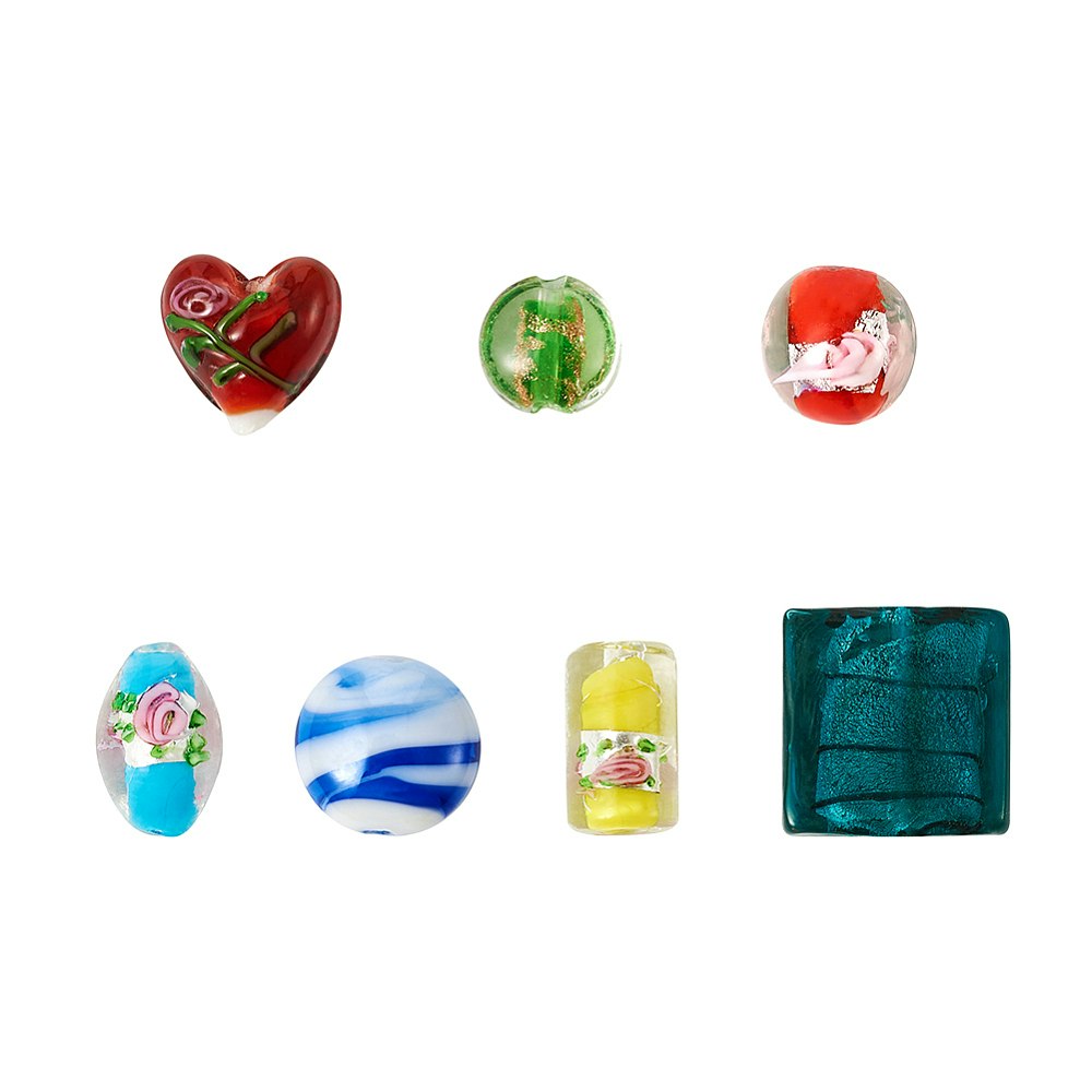 Lampwork, Glaspärlor, 120 st i box, Flera färger