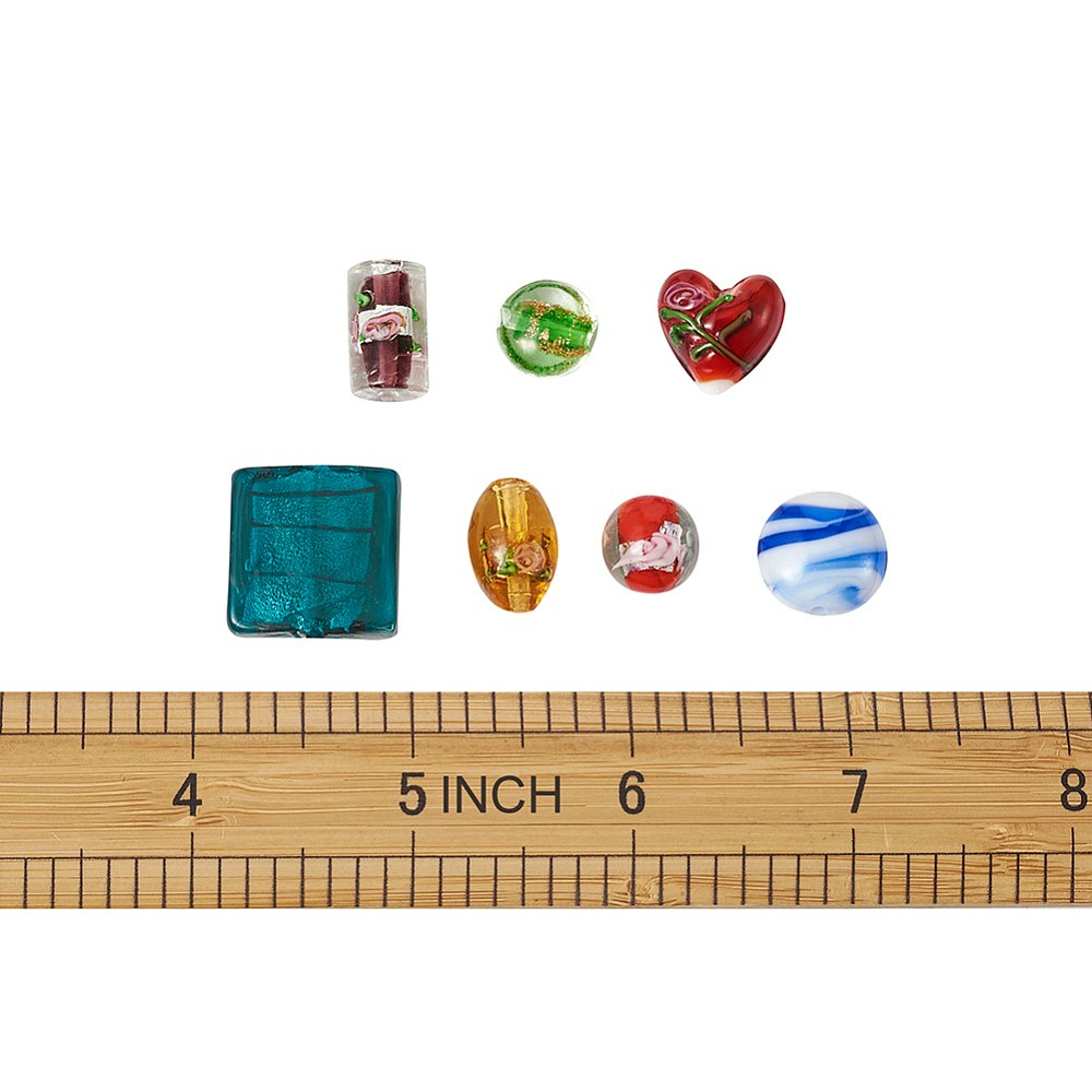 Lampwork, Glaspärlor, 120 st i box, Flera färger