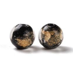 Lampwork, Glaspärlor, 2st, Gold Foil, Black