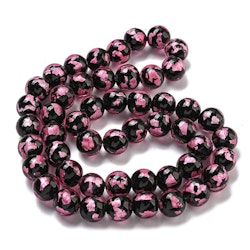 Lampwork, Glaspärlor, 2st, Silver/Gold Foil, Pearl Pink