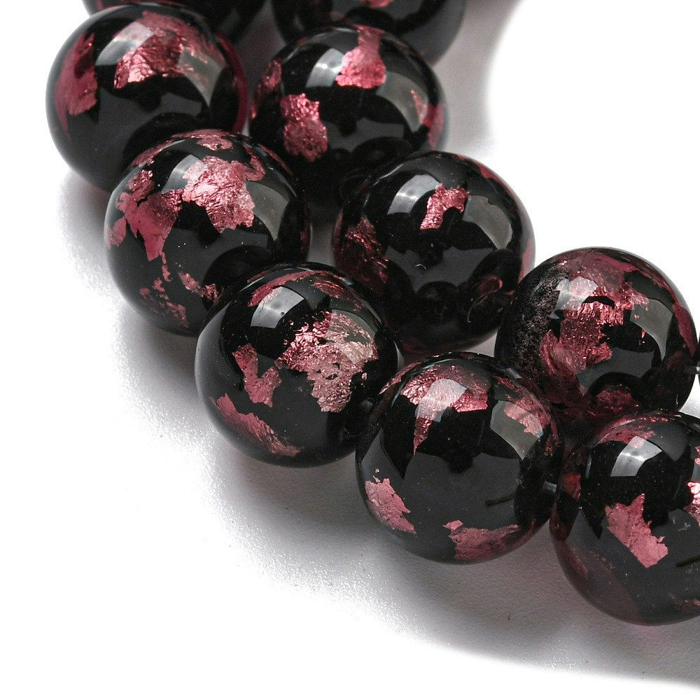 Lampwork, Glaspärlor, 2st, Silver/Gold Foil, Flamingo