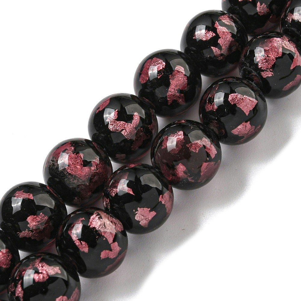 Lampwork, Glaspärlor, 2st, Silver/Gold Foil, Flamingo
