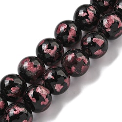 Lampwork, Glaspärlor, 2st, Silver/Gold Foil, Flamingo