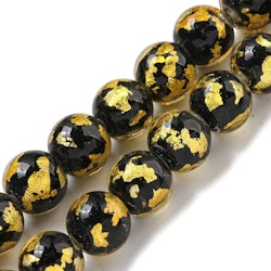 Lampwork, Glaspärlor, 2st, Silver/Gold Foil, Gold