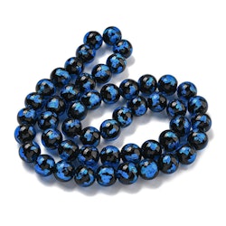 Lampwork, Glaspärlor, 2st, Silver/Gold Foil, Dodger Blue
