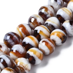 Lampwork, Glaspärlor, 10st, 12mm, Sandy Brown