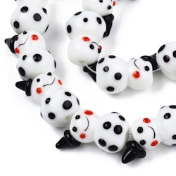 Lampwork, Glaspärlor, Snögubbe, 1st, Black