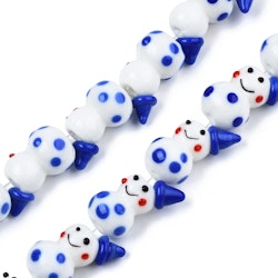Lampwork, Glaspärlor, Snögubbe, 1st, Blue